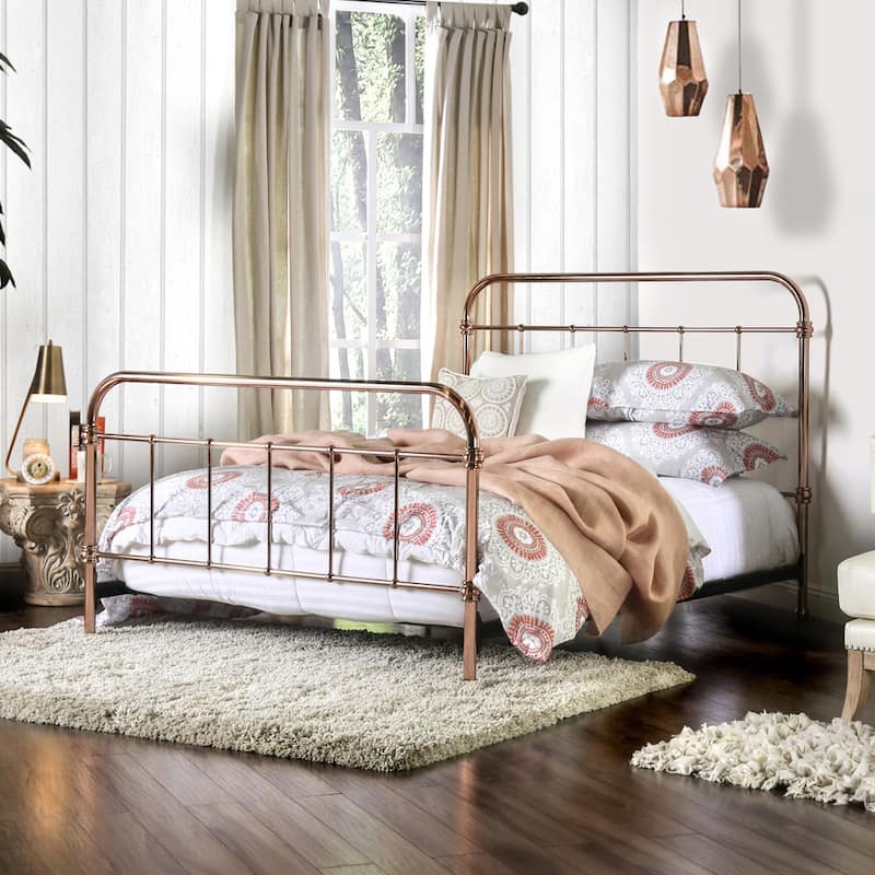 Furniture of America Vore Modern Gold Metal Slatted Panel Bed - King