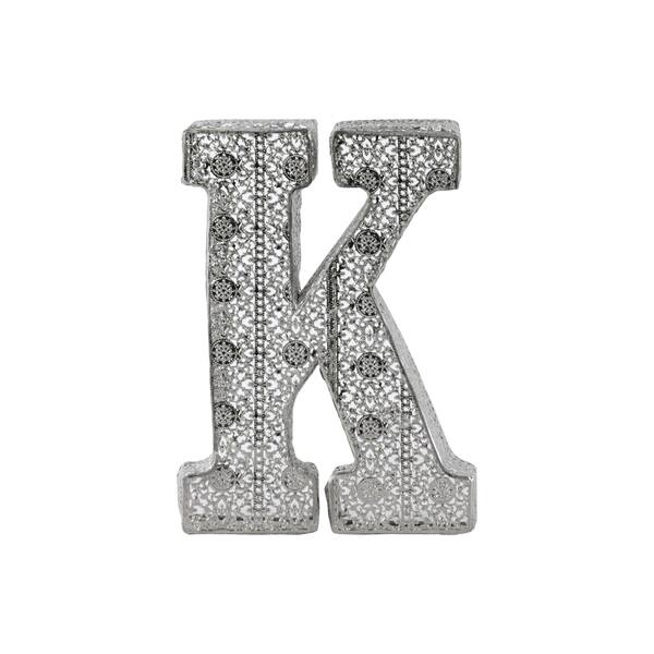 Shop Distressed Silver Metallic Finish Pierced Metal Letter K