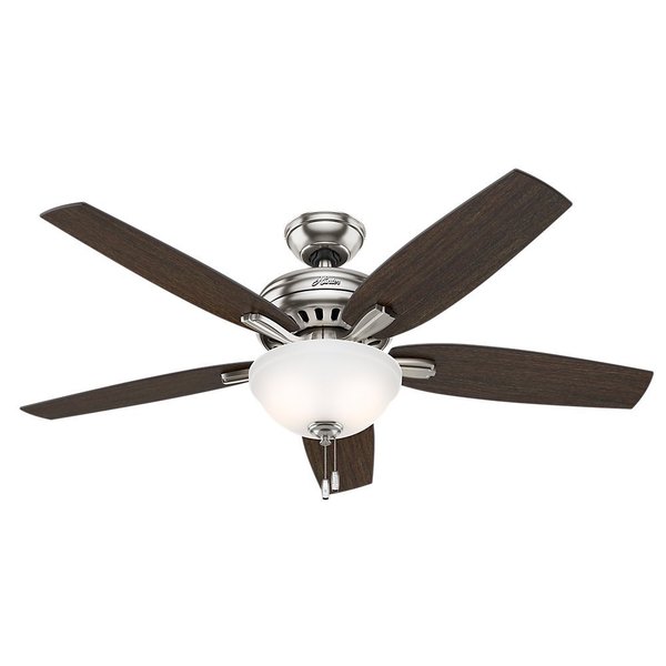 Hunter Fan Newsome Collection 52 Inch Brushed Nickel With 5 Hunter Fan Newsome Collection 52 Inch Brushed Nickel With 5 Medium Walnut Dark