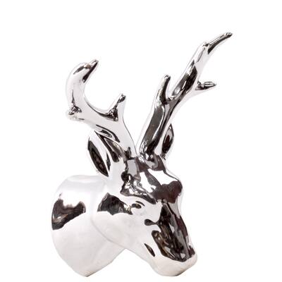 Polished Chrome Ceramic Deer Head Wall Decor