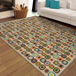 Coins Area Rug Carolina Weavers Indoor/Outdoor Santa Barbara Collection Coin Toss ...