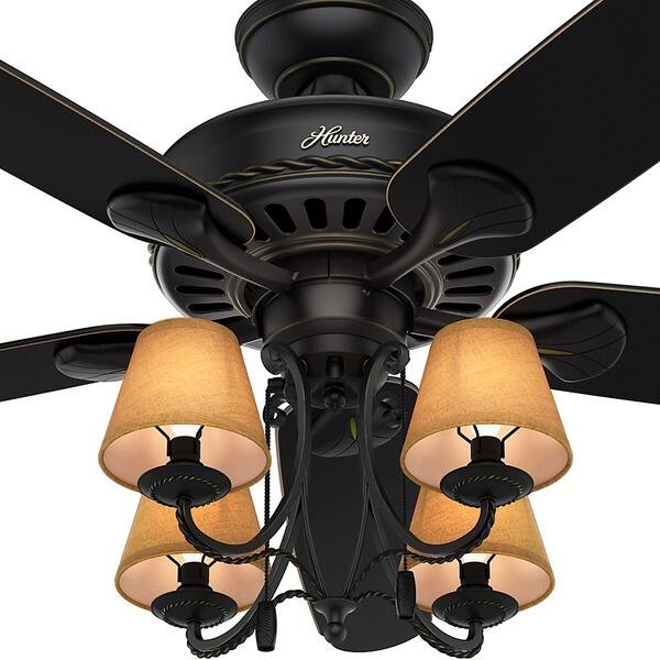 Shop Hunter Fan Cortland 54 Inch Basque Black With 5 Aged Ebony
