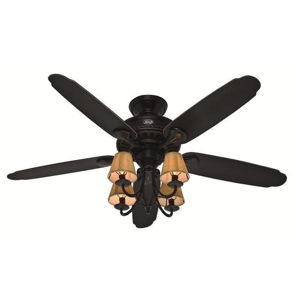 Shop Hunter Fan Cortland 54 Inch Basque Black With 5 Aged Ebony