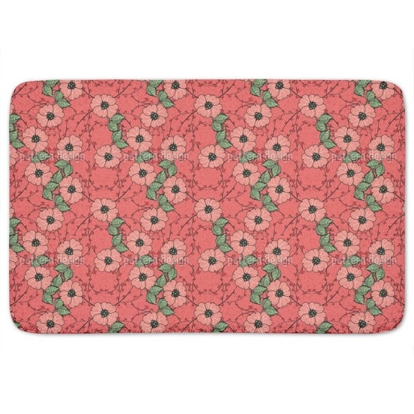 Red Flowers With Leaves Bath Mat Multi Color Overstock 11609809