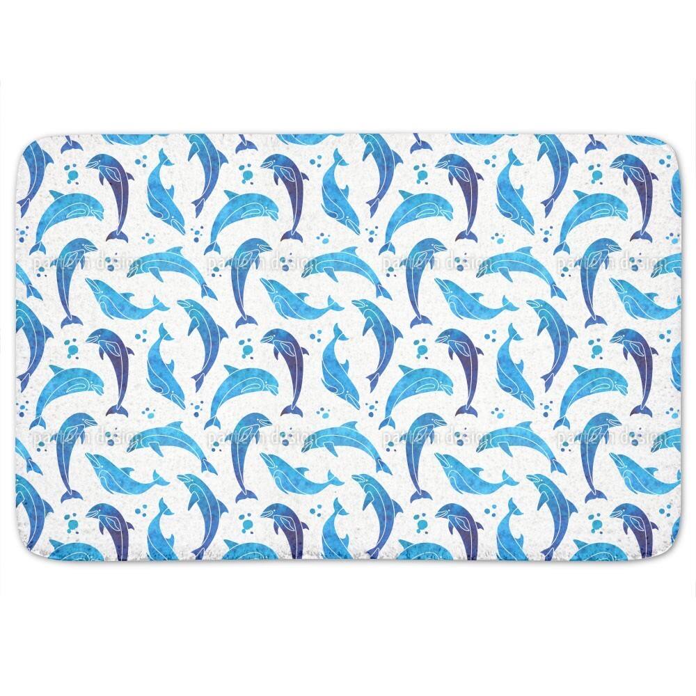 Dolphins In Water Color Bath Mat - Multi-color