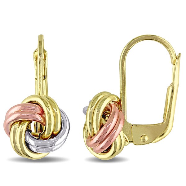 Shop Miadora 10k Tricolor Yellow, White and Rose Gold Italian Love