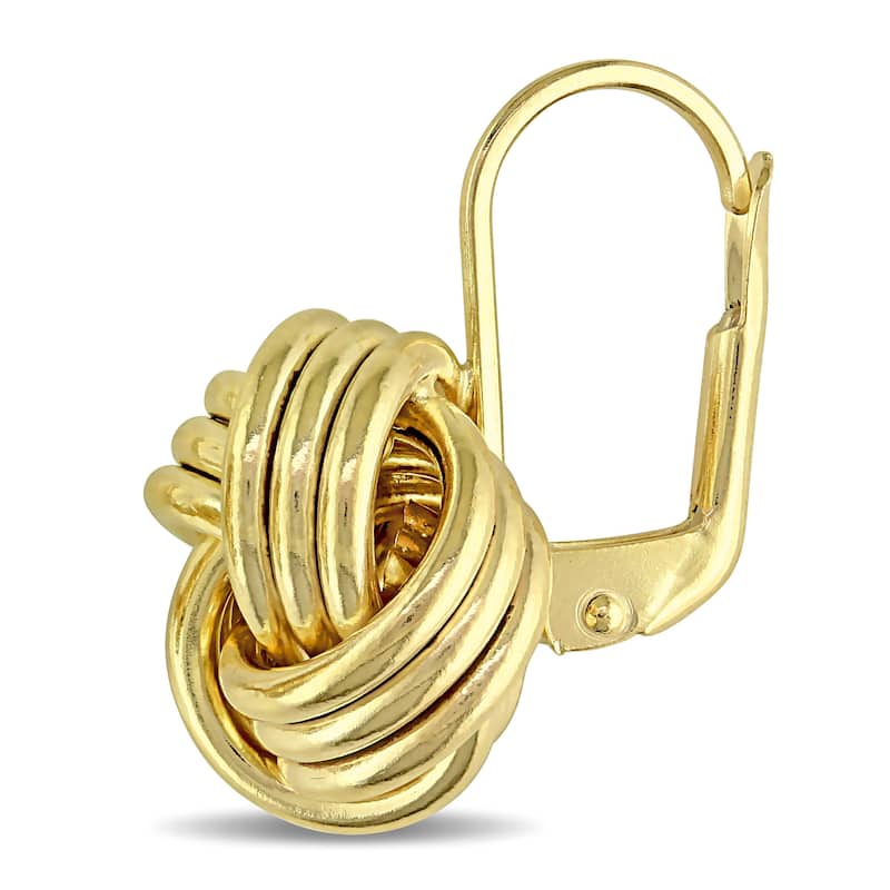 Miadora 10k Yellow Gold Italian Love Knot Leverback Earrings
