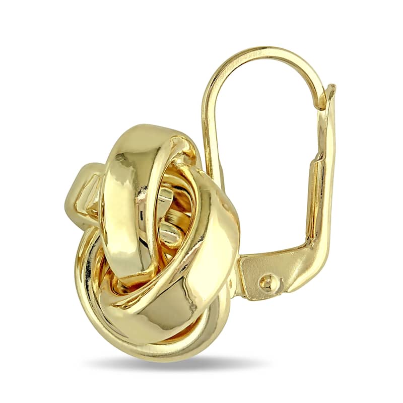 Miadora 10k Yellow Gold Italian Love Knot Leverback Earrings