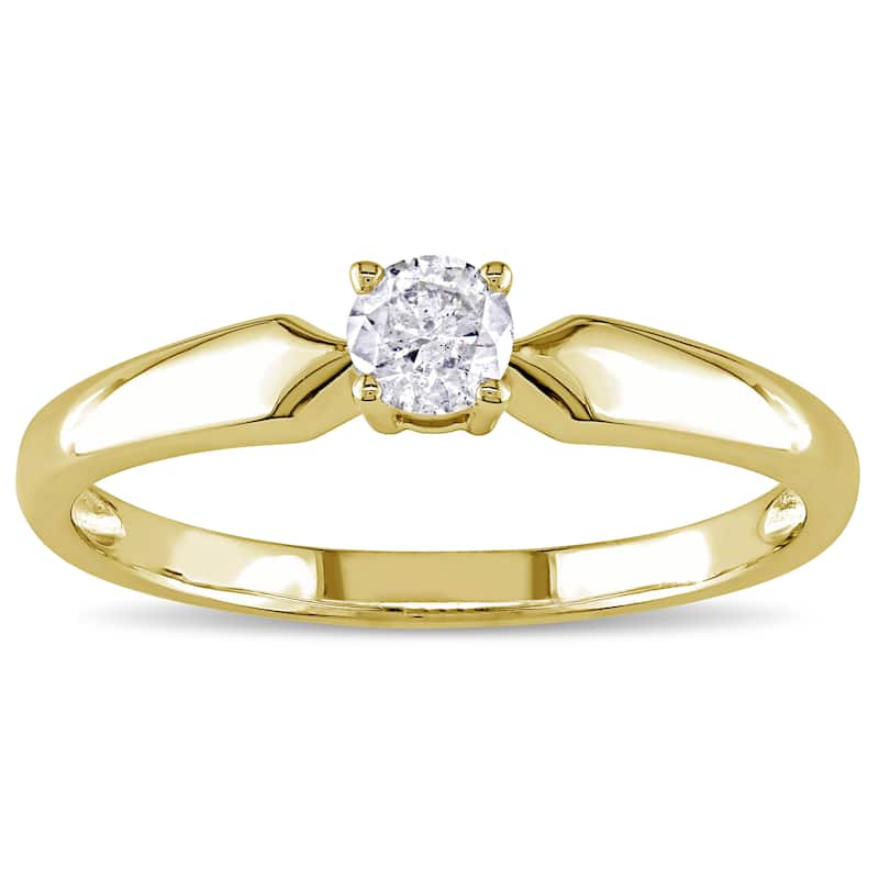 Miadora 10k Yellow Gold 1/5ct TDW Diamond Solitaire Promise Ring - White - 4
