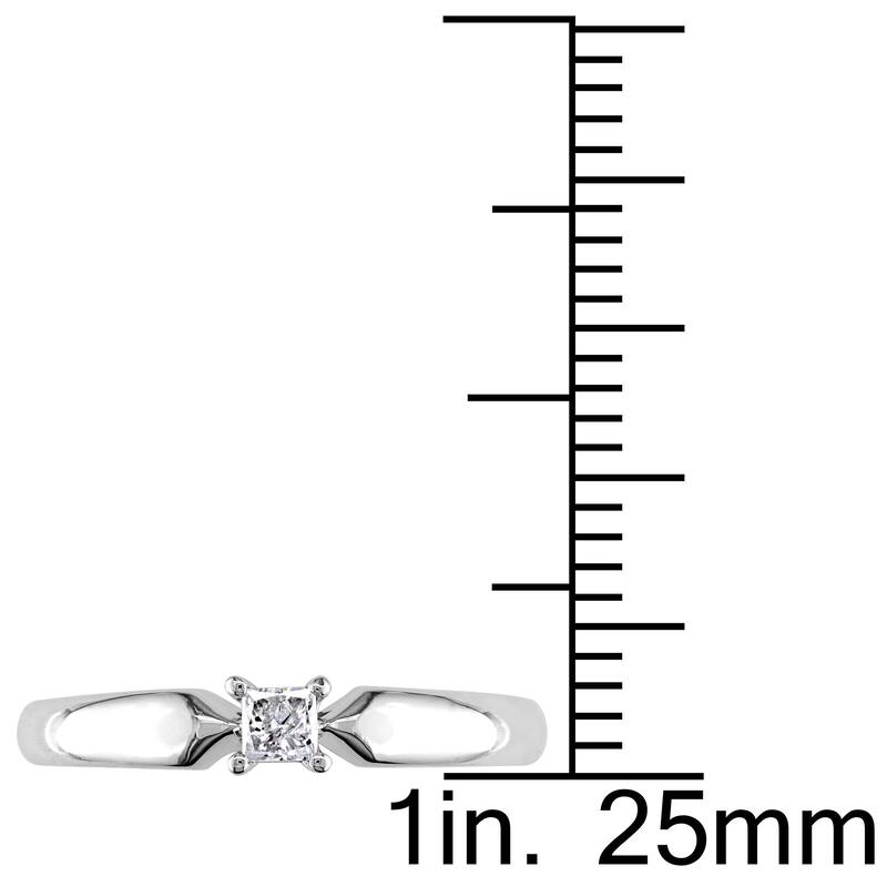 Miadora 10k White Gold 1/10ct TDW Princess-cut Diamond Solitaire Promise Ring