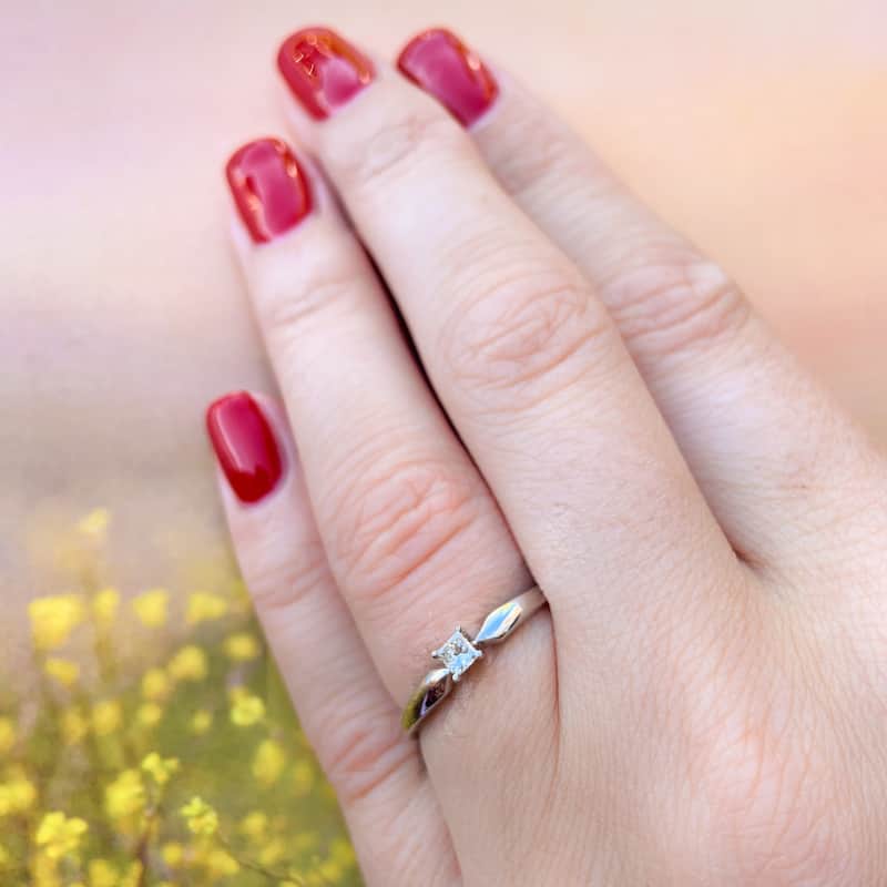 Miadora 10k White Gold 1/10ct TDW Princess-cut Diamond Solitaire Promise Ring