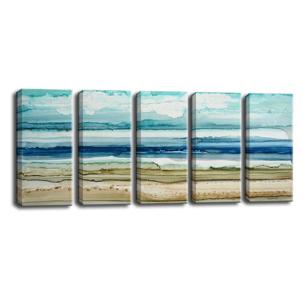 Shop Dreamers Shore 5 Piece Wrapped Canvas Wall Art Set Overstock 11613767