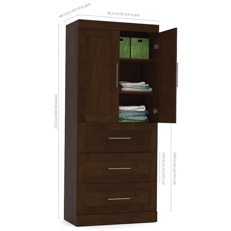 Pur 36W Wardrobe with Drawers by Bestar