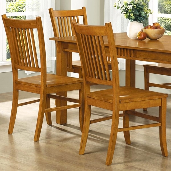 Mid Century Design Wood Mission Country Style Dining Chairs (Set of 2