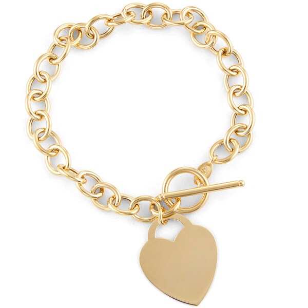 Gioelli 14k Gold Heart Toggle Bracelet - Free Shipping Today ...