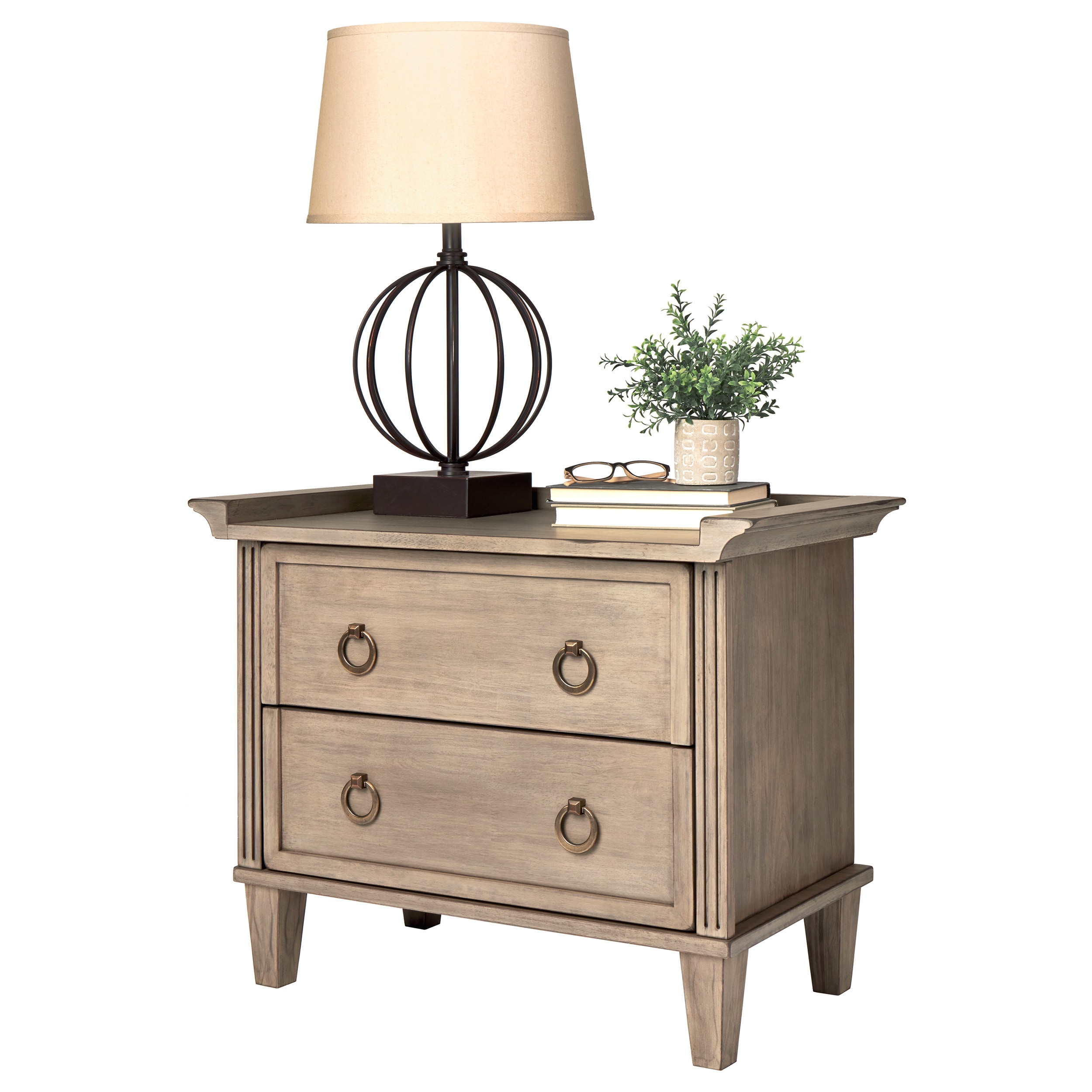 Shop The Curated Nomad Grey Weathered 2 Drawer 30 Inch Bedside Table Overstock 11614385