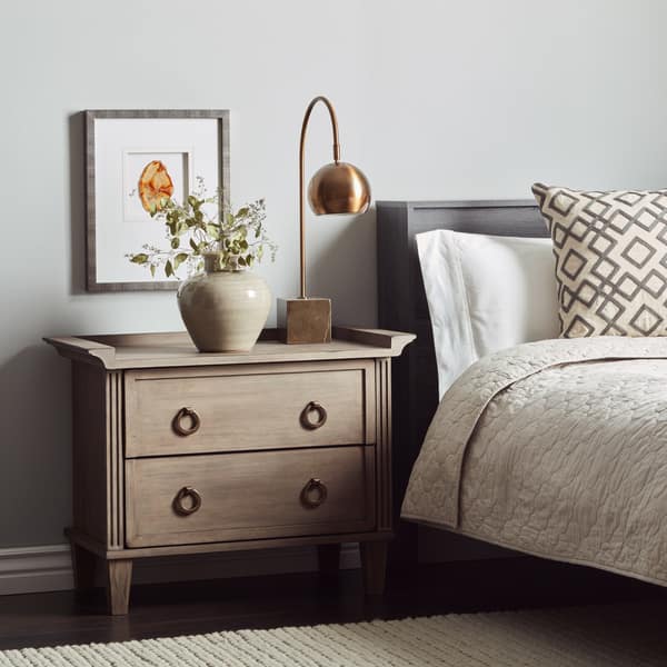Shop The Curated Nomad Grey Weathered 2 Drawer 30 Inch Bedside
