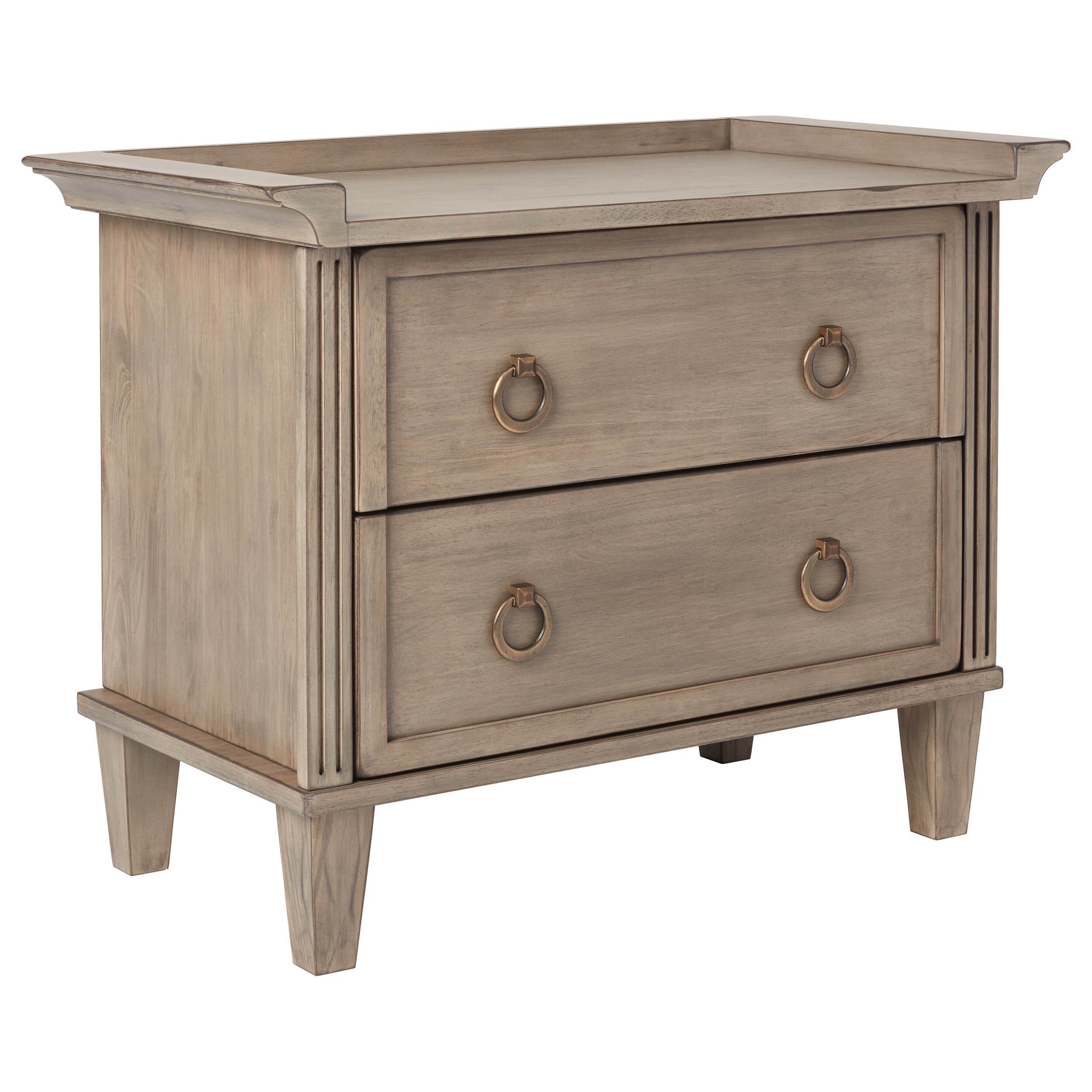 Shop The Curated Nomad Grey Weathered 2 Drawer 30 Inch Bedside Table Overstock 11614385