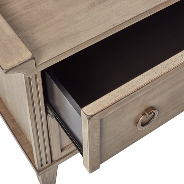 Shop The Curated Nomad Grey Weathered 2 Drawer 30 Inch Bedside Table Overstock 11614385