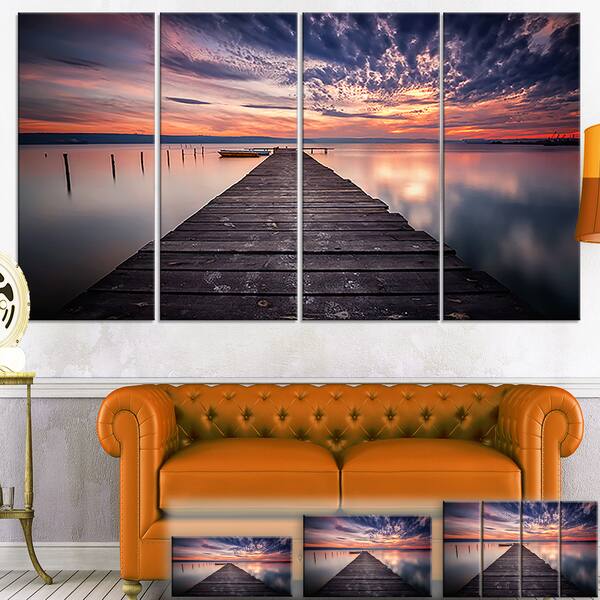 Shop Designart Colorful Sunset Over Lake Landscape Photo Canvas Wall Art Multi Color Overstock 11614451