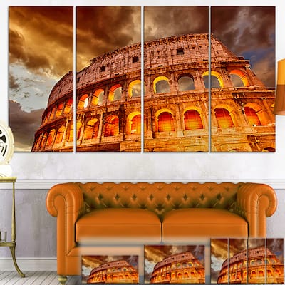 Designart "Colosseum in Rome Landscape" Monumental Canvas Wall Art - Gold