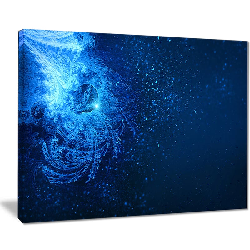 Designart "Blue Falling Snow" Abstract Digital Art Canvas Print