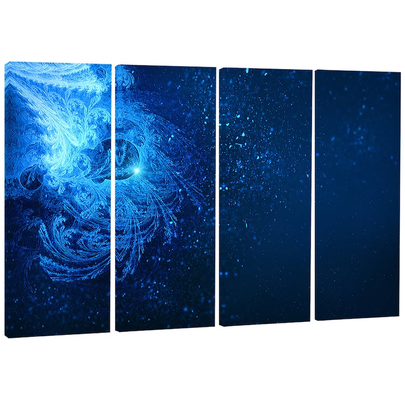 Designart "Blue Falling Snow" Abstract Digital Art Canvas Print