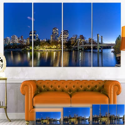 Designart "Calgary Skyline" Cityscape Photography Canvas Art Print - Blue