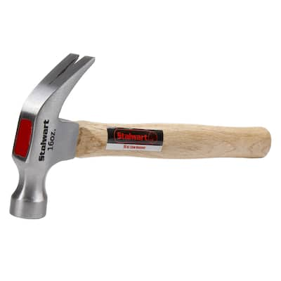 16-Ounce Claw Hammer - Basic Hand Tool for DIY and Woodworking with Natural Wood Anti-Vibration Handle by Stalwart