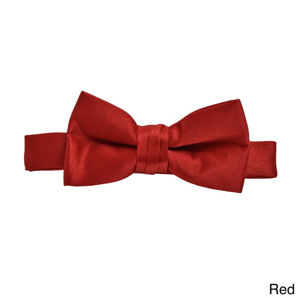 Mens Satin Dark Rose Red and Black pre Tied Adjustable Bow Tie
