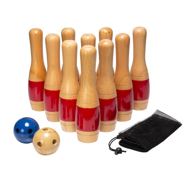 slide 2 of 2, Hey! Play! 11 Inch Wooden Lawn Bowling Set