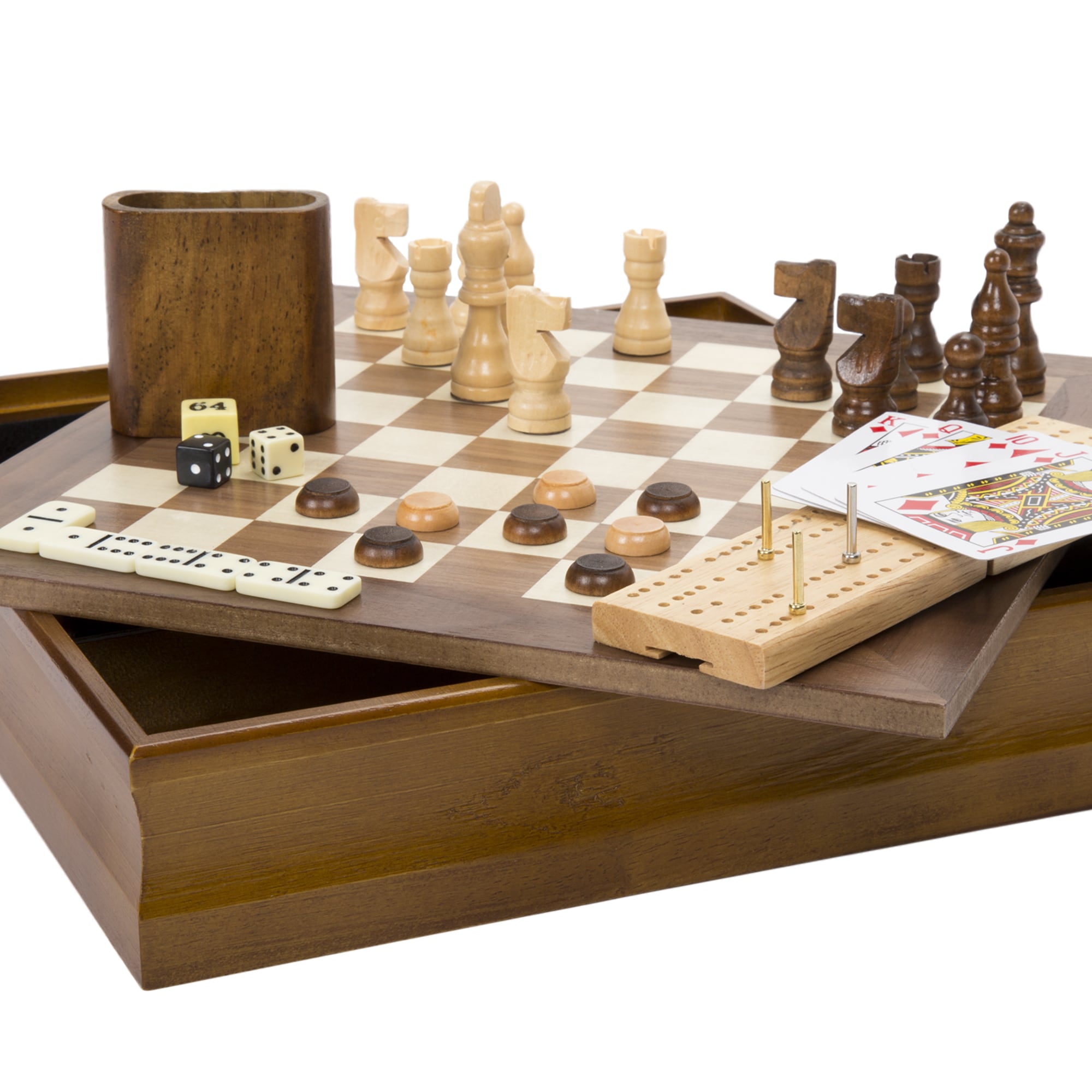 17/" Classic Board Game Backgammon Set Brown Wooden Portable US Seller