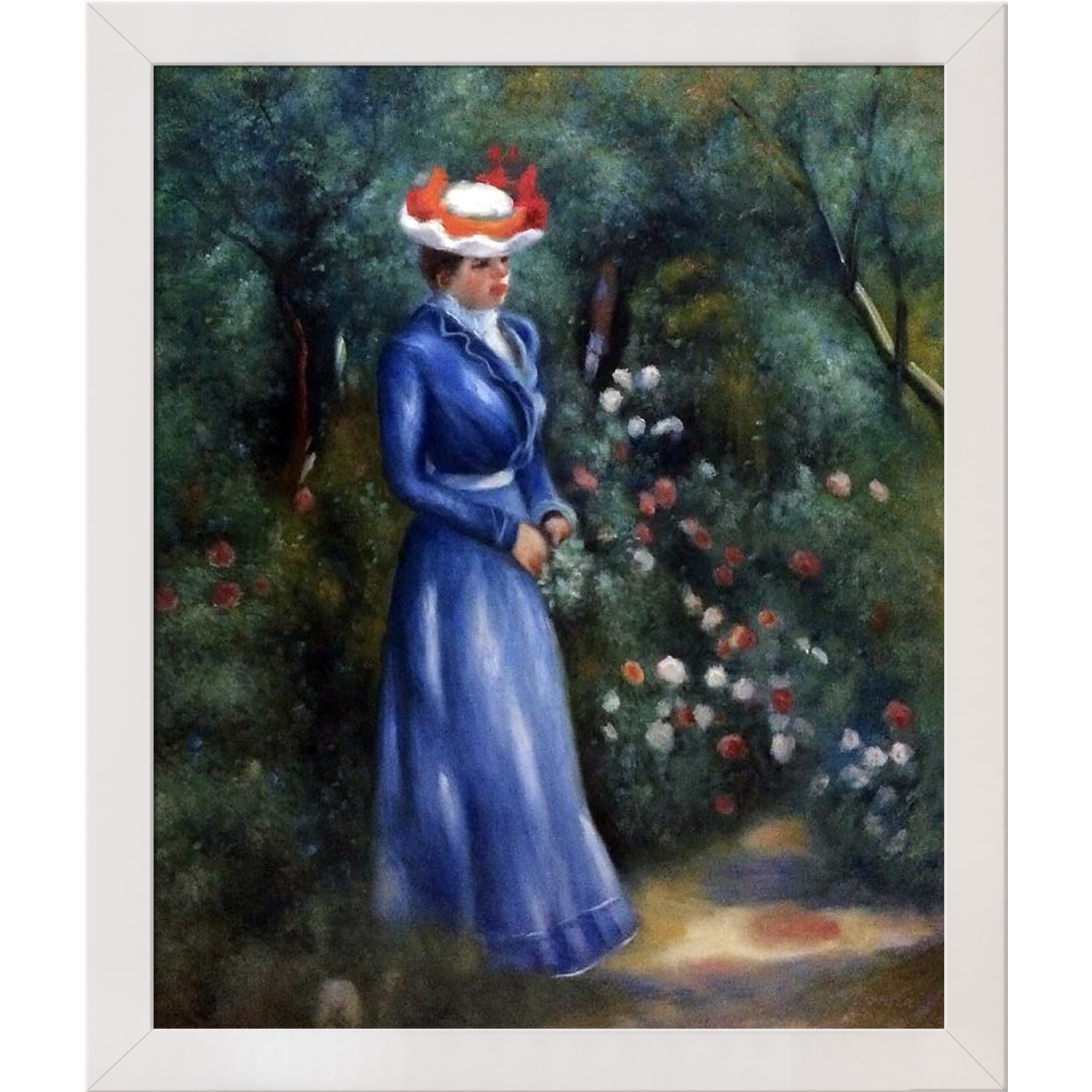 La Pastiche Pierre-Auguste Renoir 'Woman in a Blue Dress, Standing in the  Garden of St. Cloud' Hand Painted Canvas Art - Bed Bath & Beyond - 11617331