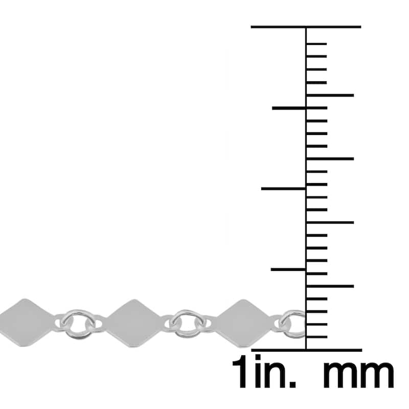 Fremada Sterling Silver Italian Diamond Shape Flat Link (18 - 24 inches)