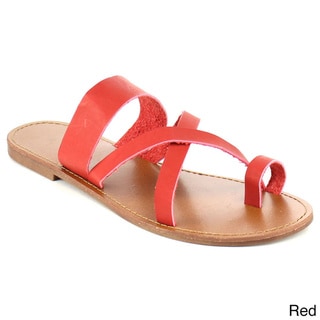 red designer flat sandals