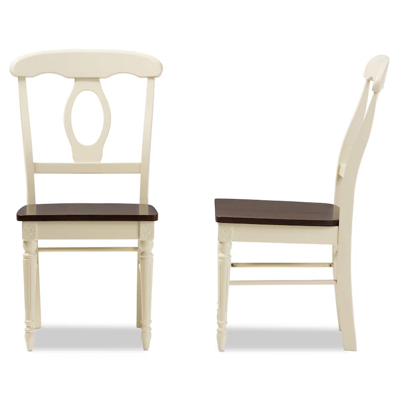 Baxton Studio Natasa French Country Cottage Buttermilk and Cherry Wood 2-piece Dining Chair Set