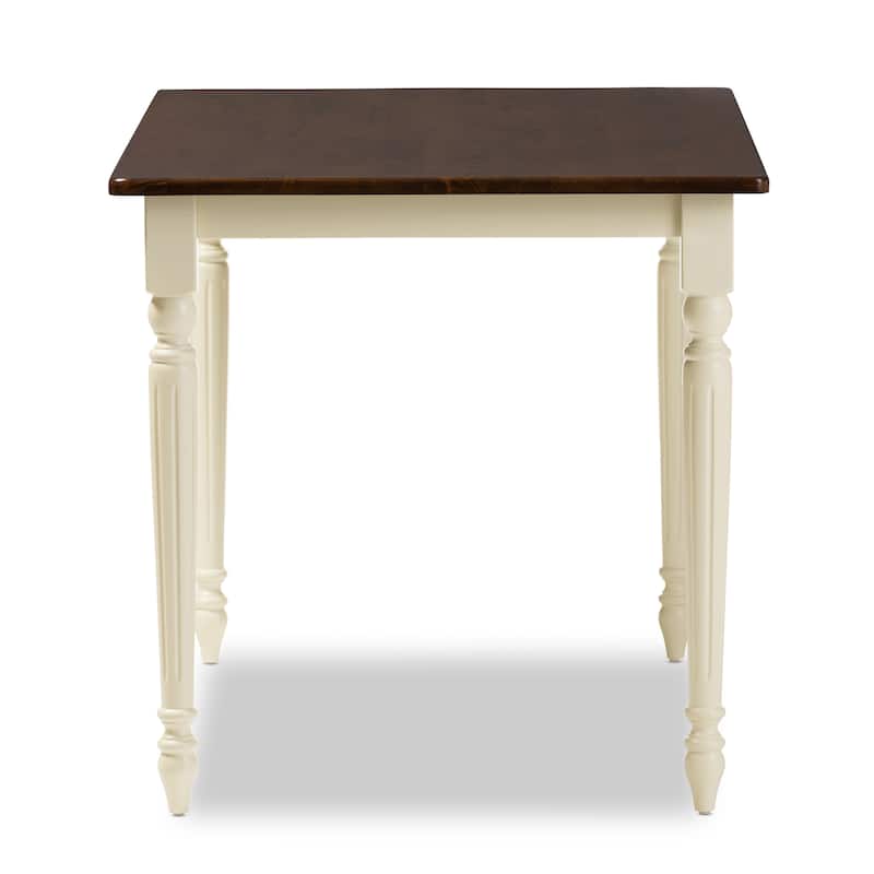Baxton Studio Natasa French Country Cottage Buttermilk and Cherry Wood Dining Table - Off White