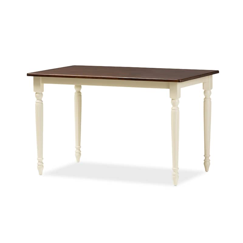 Baxton Studio Natasa French Country Cottage Buttermilk and Cherry Wood Dining Table - Off White