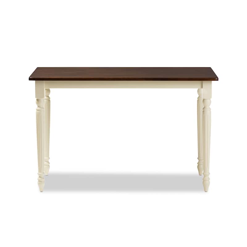 Baxton Studio Natasa French Country Cottage Buttermilk and Cherry Wood Dining Table - Off White