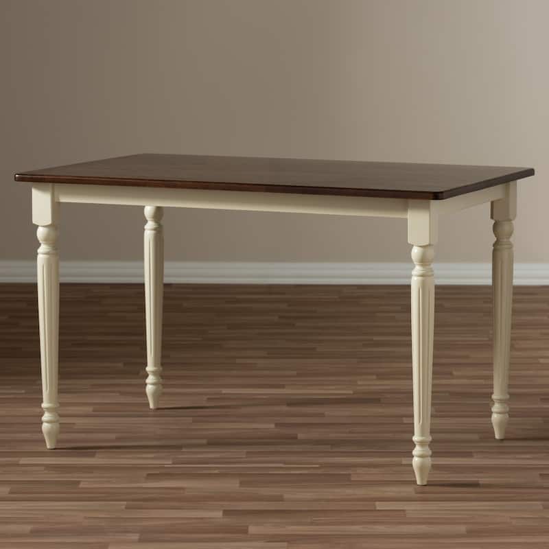 Baxton Studio Natasa French Country Cottage Buttermilk and Cherry Wood Dining Table - Off White