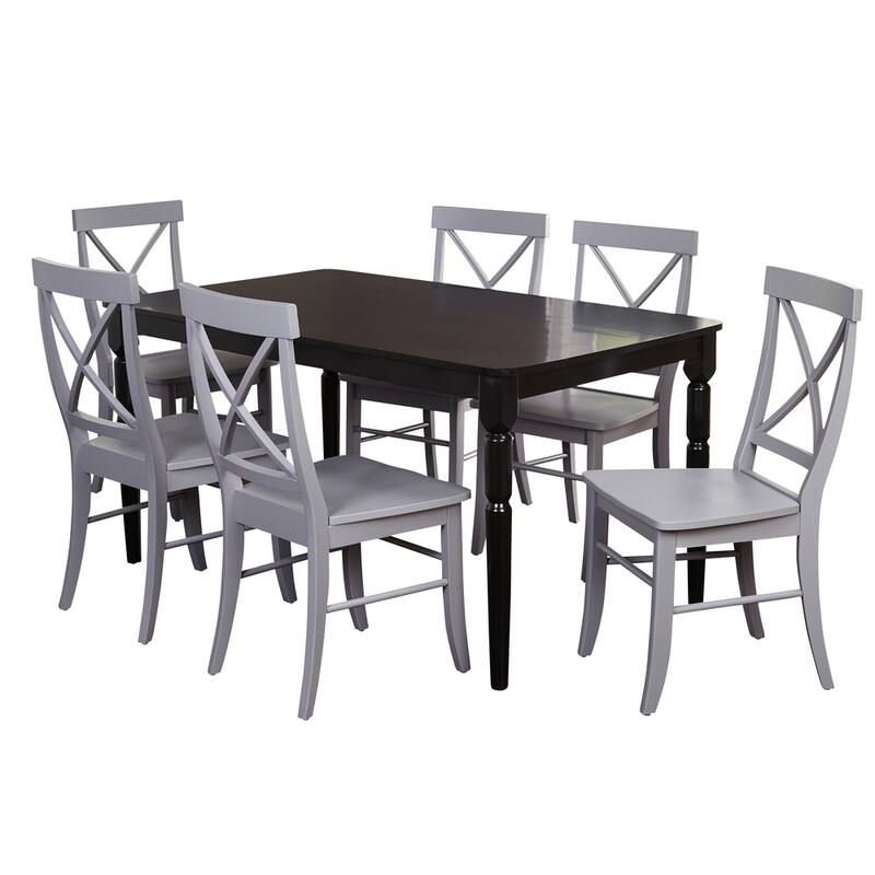 Simple Living Albury 7-piece Black and Grey Cross Back Dining Set