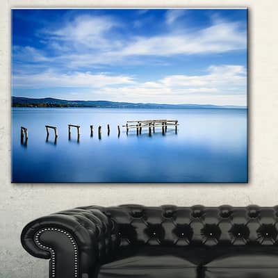 Designart "White Clouds and Blue Sea" Seascape Photo Canvas Print