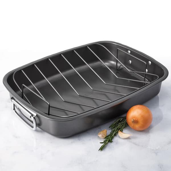 Nonstick Carbon Steel Small Roasting Pan Roaster with Flat Rack, 11 x  7.7-Inch