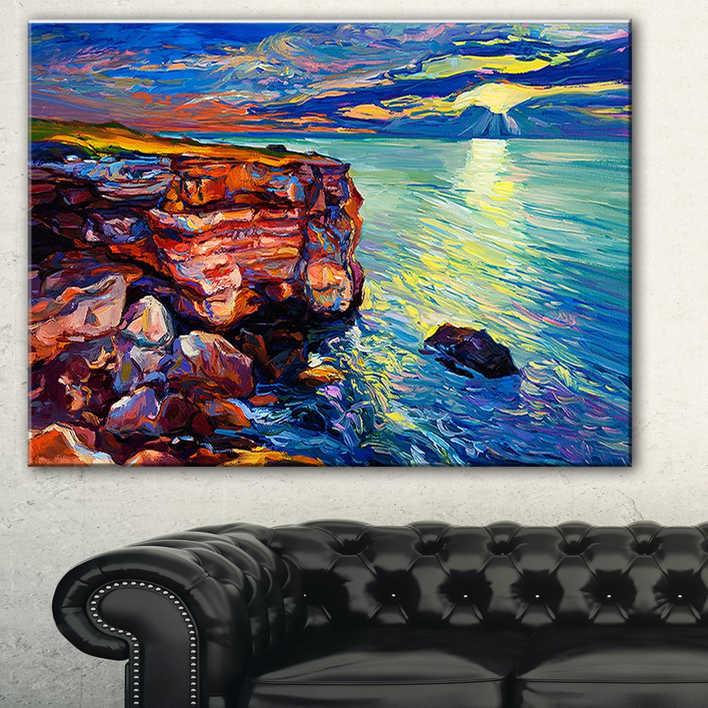 Designart Beautiful Ocean and Cliffs Seascape Canvas Print - On Sale -  Bed Bath & Beyond - 11622274