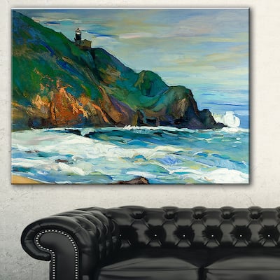 Designart "Lighthouse" Landscape Canvas Art Print - Green