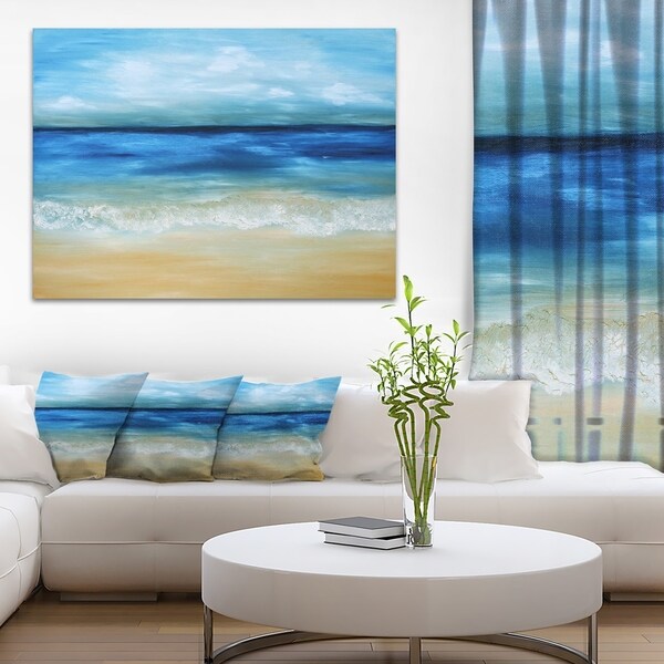 130cm Wide Seascape Canvas 4 Set Large Panoramic Blue Surf Beach 