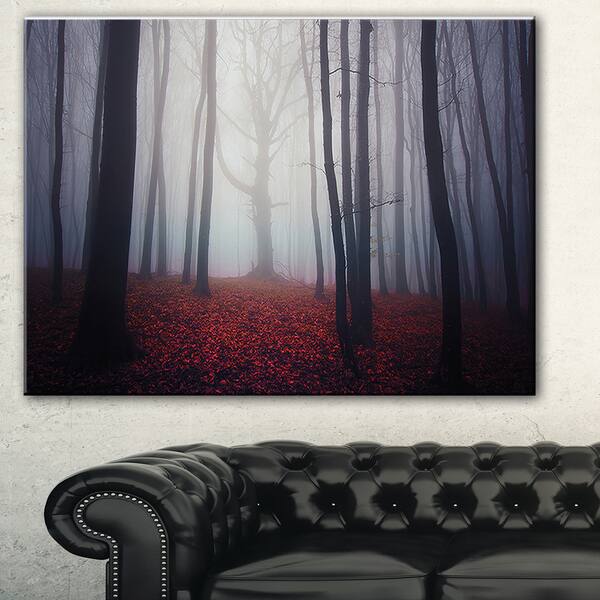 Dark Spooky Misty Forest Landscape Photo Canvas Art Print Red Dark Spooky Misty Forest Landscape Photo Canvas Art Print Red