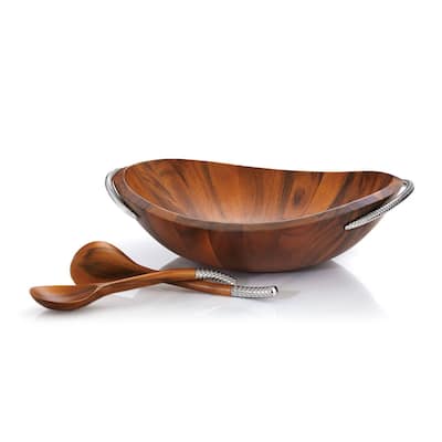 Nambe Braid Salad Bowl with Servers