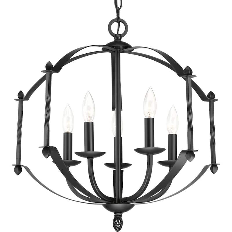 Greyson Collection 5-Light Matte Black Farmhouse Chandelier Light