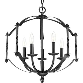 Greyson Collection 5-Light Matte Black Farmhouse Chandelier Light